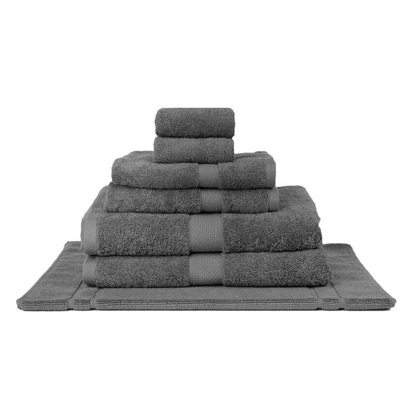 7-Piece Luxury Combed Cotton Bath Towel Set in Charcoal
