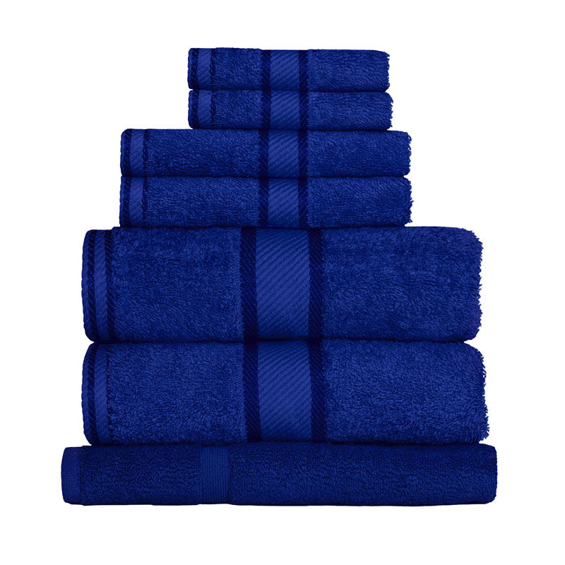 Luxurious 100% Combed Cotton Royal Blue 7-piece Bath Sheet Towel Set