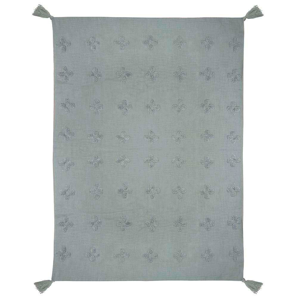 Bambury Soft Ada Steel Blue Decorative Throw with Tassels