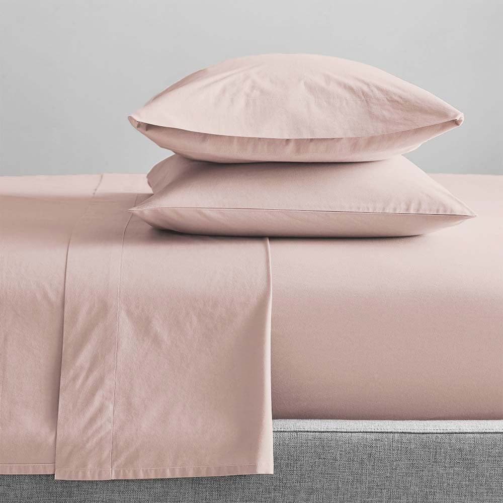 Double Bed 300TC 100% Organic Cotton Percale Sheet Set in Sepia Rose