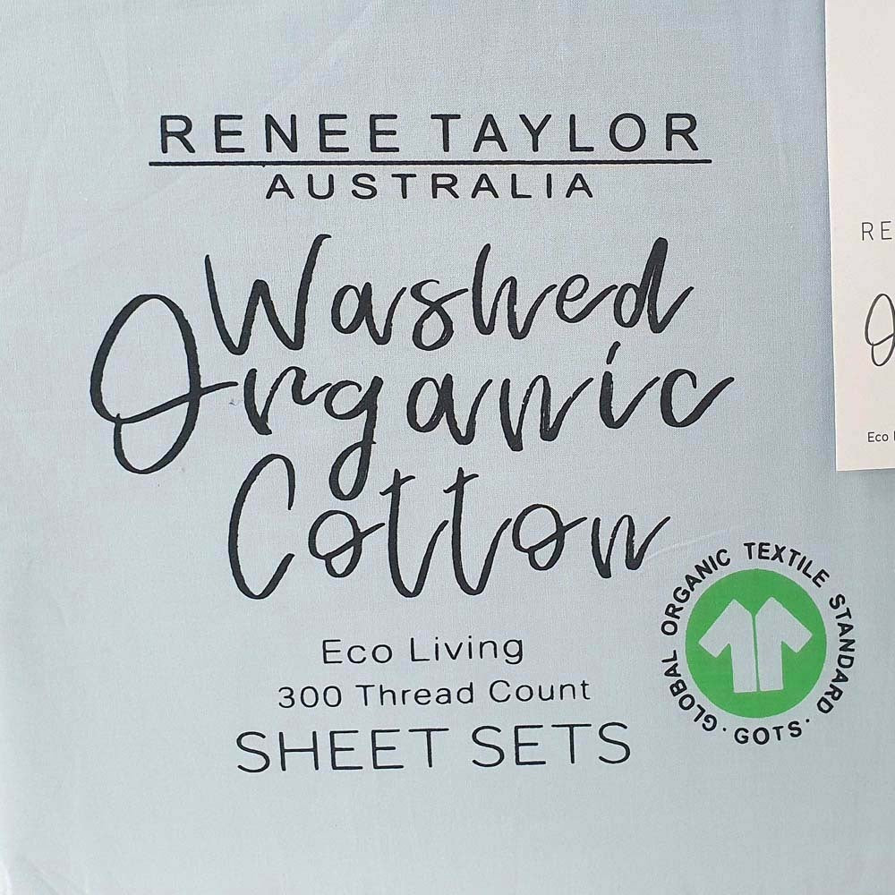 Long Single Bed 100% Certified Organic Cotton Percale Sheet Set with 300 Thread Count in Baby Blue Color