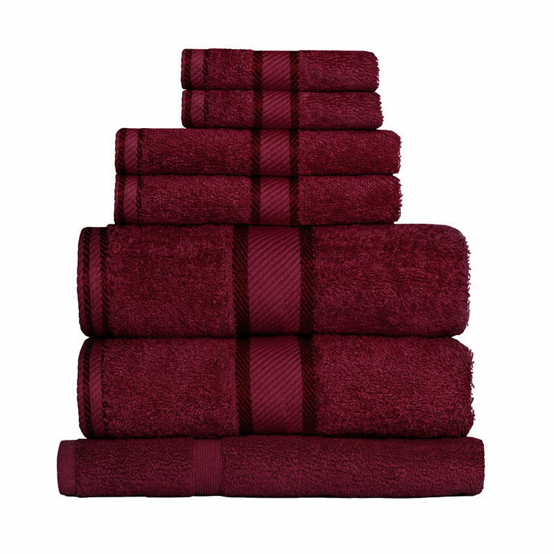 Luxurious 100% Cotton 7-piece Burgundy Bath Sheet Set