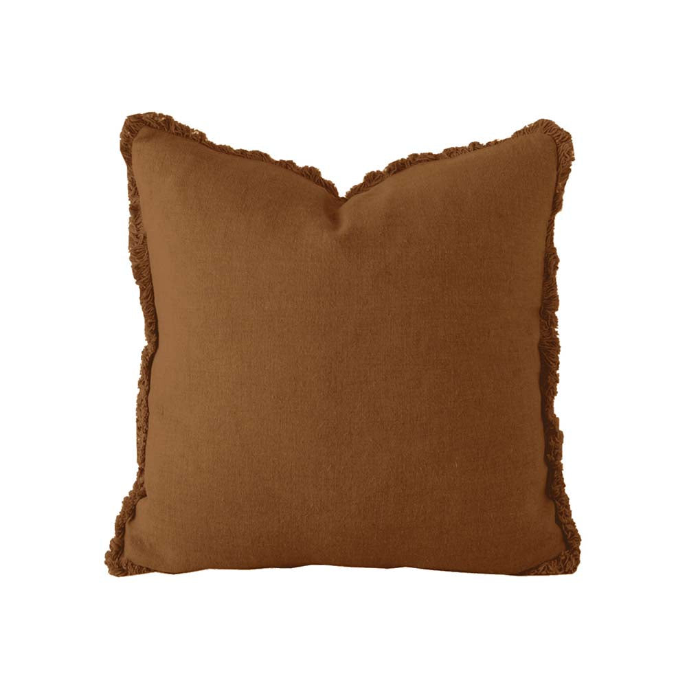 100% Pure Linen Decorative Hazel Fringed Square Filled Cushion for Home Decoration