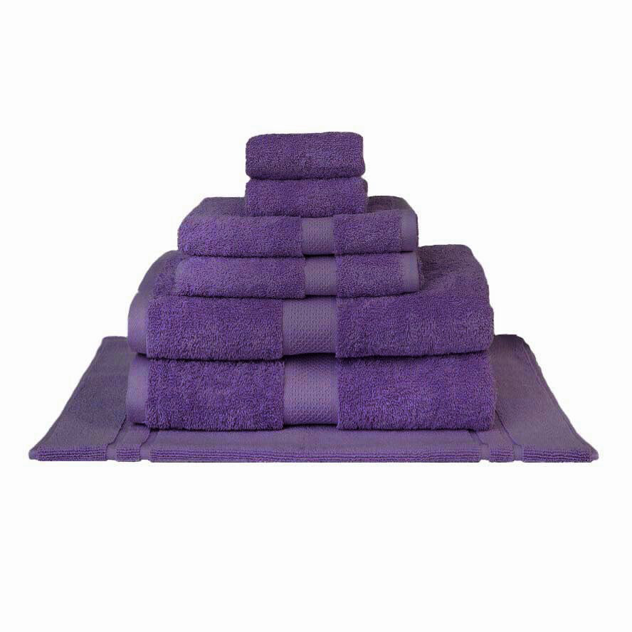 7-piece Set of Soft 100% Combed Cotton Purple Bath Sheets