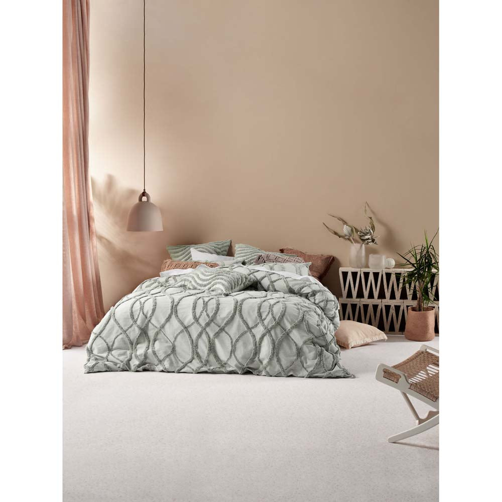 Linen House Amadora Smoke Queen Size Quilt Cover Set with Chic Tufting
