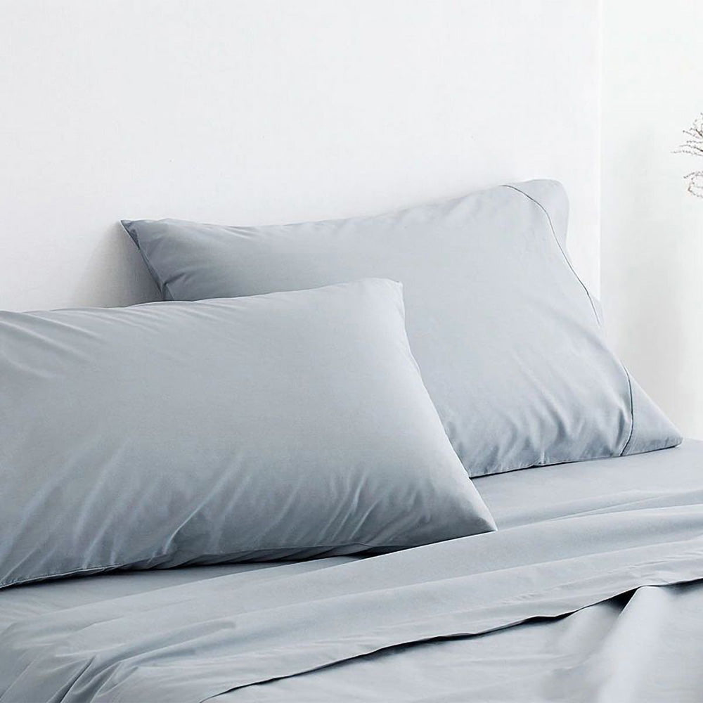 King Single 300TC Classic Percale Organic Cotton River Sheet Set