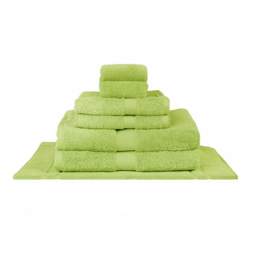Luxurious 100% Combed Cotton Lime 7 - Piece Bath Towel Set for Bathroom Upgrades
