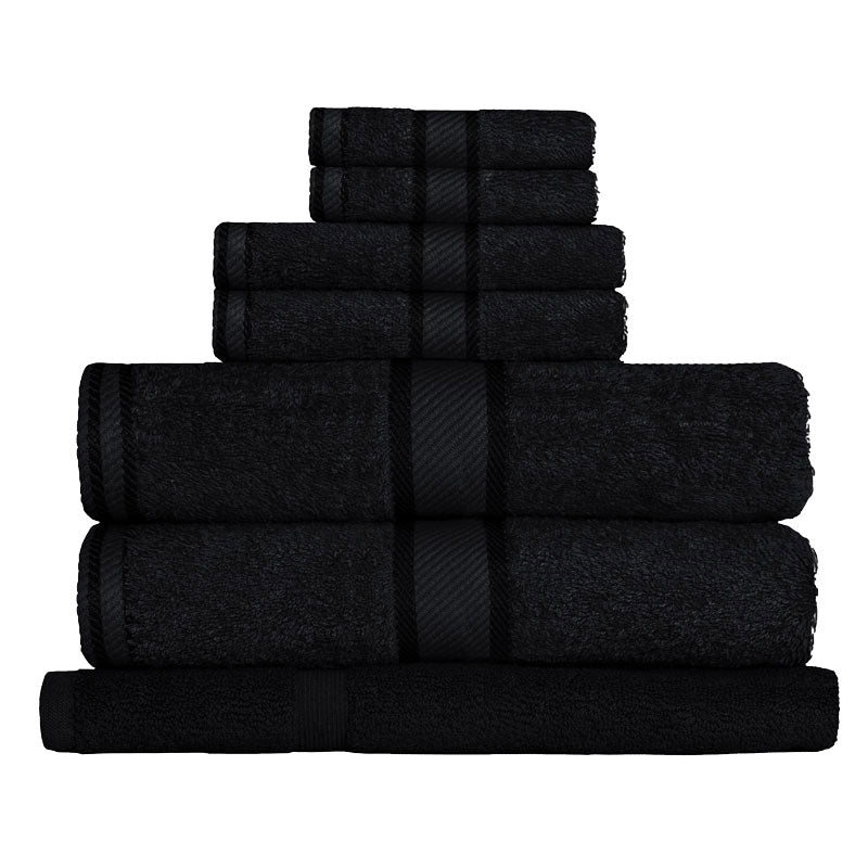 Luxurious 100% Pure Cotton Black 7-piece Bath Towel Set for a Refreshing Bathroom Upgrade