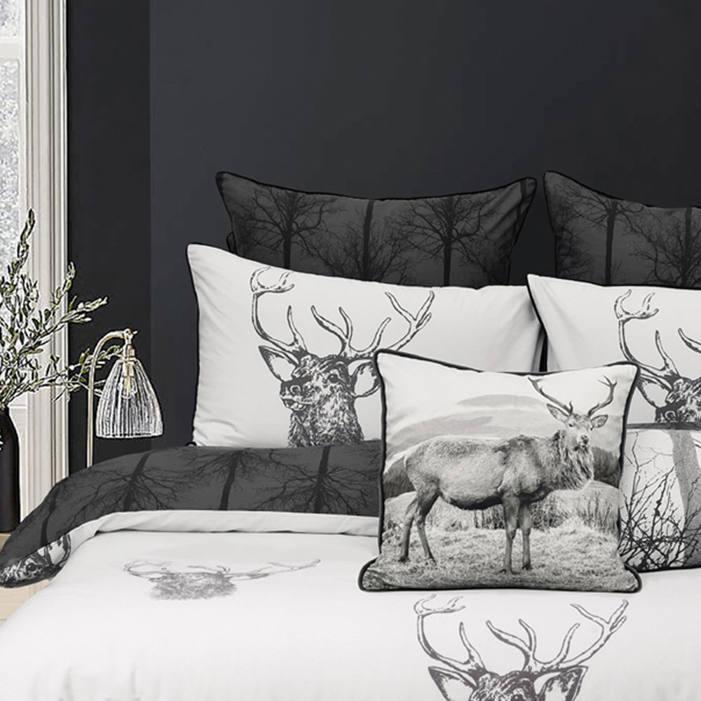Exquisite Alpine Stag Taupe Square Decorative Filled Cushion for Home Decoration