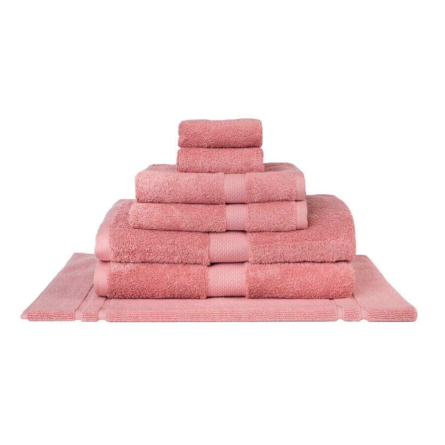 7-Piece Rose Pink 100% Combed Cotton Luxury Bath Towel Set