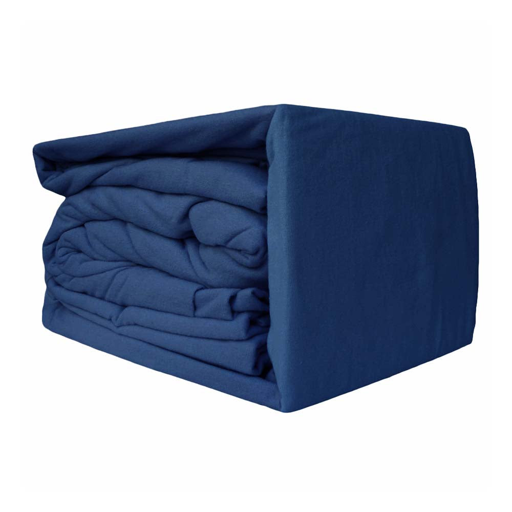 King Single Bed Blue Depth 100% Egyptian Cotton Flannelette Bedding Sheet Set