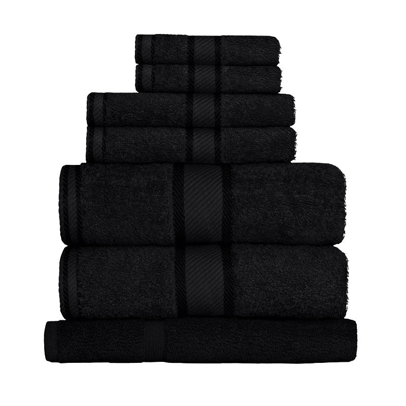 7-Piece Set of Luxurious 100% Combed Cotton Black Bath Sheets