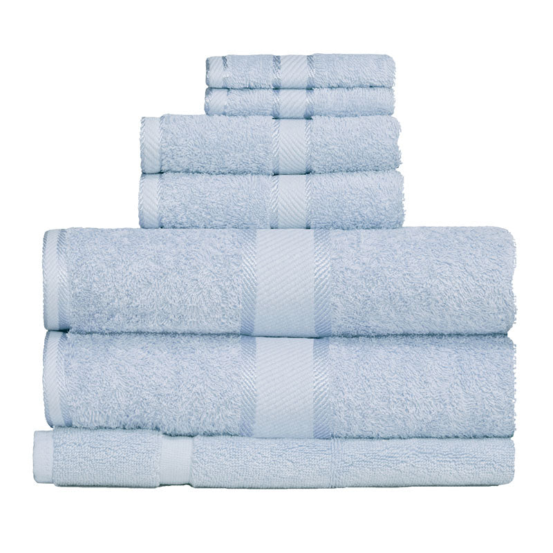 7-Piece 100% Combed Cotton Baby Blue Luxury Bath Towel Set