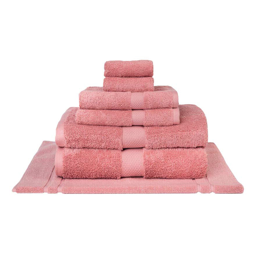 7-piece Rose Pink 100% Combed Cotton Luxury Bath Sheet Set