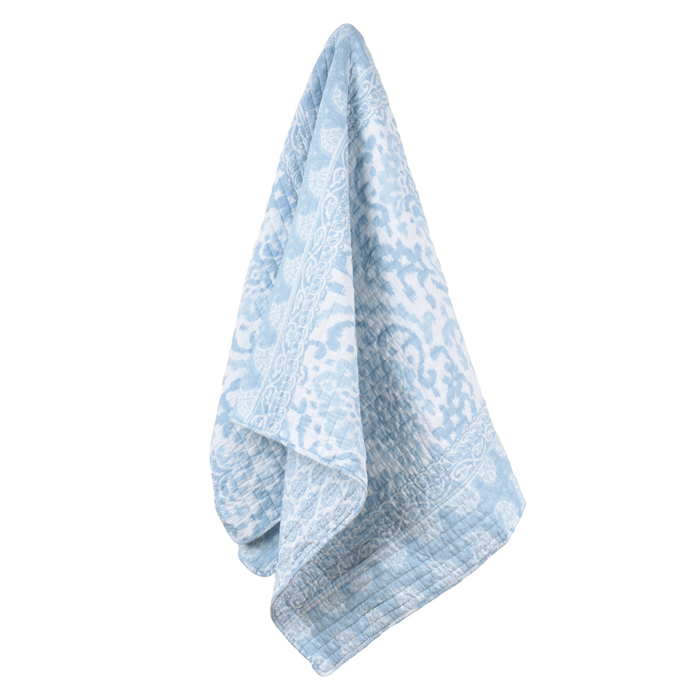 Classic All - Cotton Paisley - Designed York Throw in Washed Blue and White