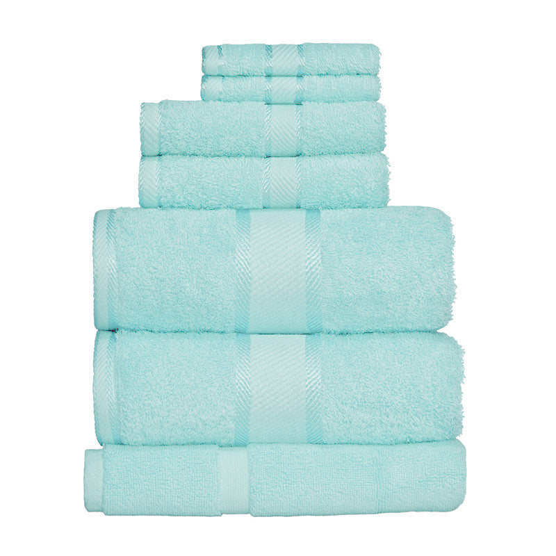 7-Piece Soft Aqua 100% Combed Cotton Bath Sheet Set