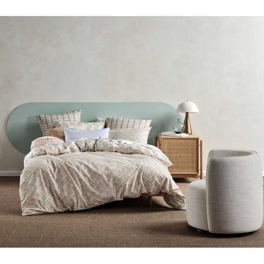 Linen House Aida Sky Reversible Geometric Print Double Bed Quilt Cover Set