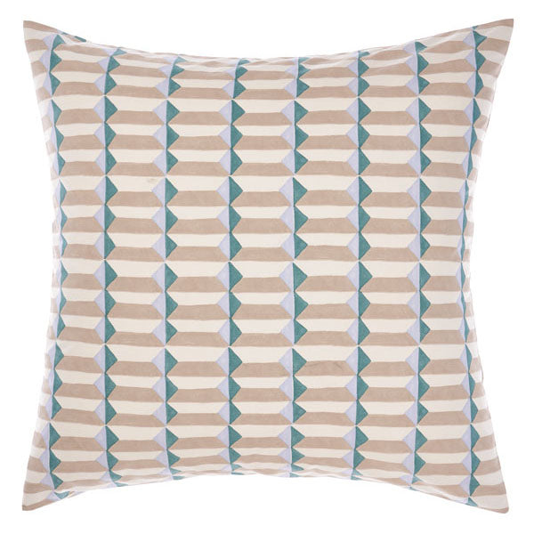 Linen House Aida Sky Cool - Hued Geometric Print European Cotton Percale Pillowcase