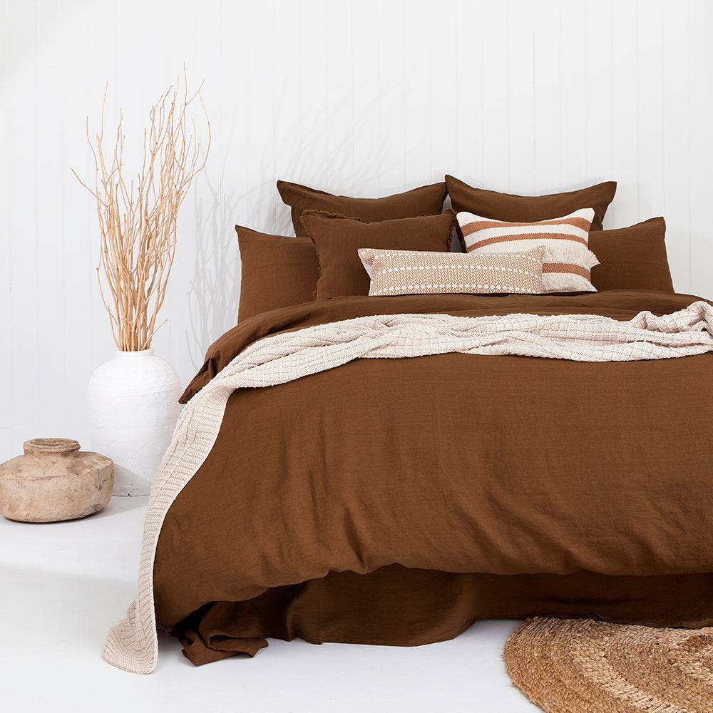 100% Linen Super King Hazel Quilt Cover Set with Softness and Breathability