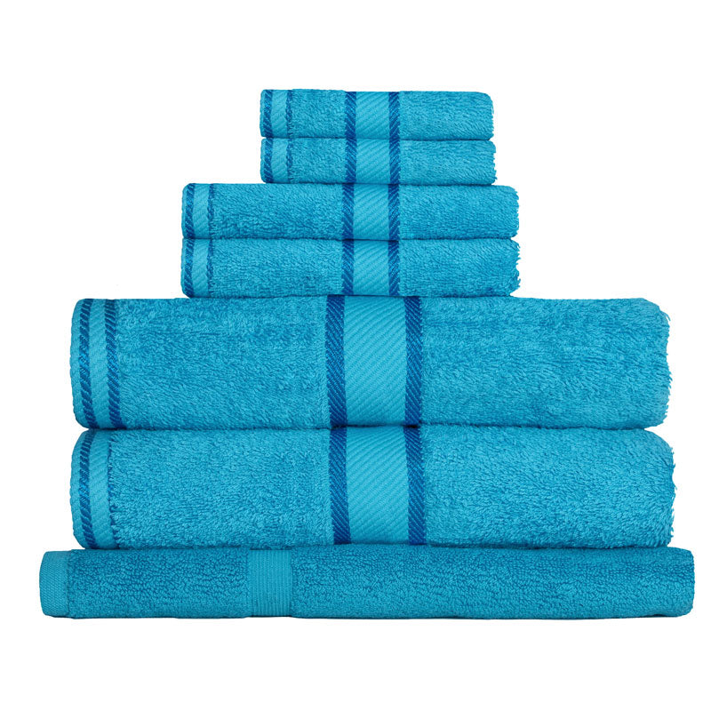 Luxurious 100% Pure Cotton Aqua 7-piece Bath Towel Set for a Refreshing Bathroom Upgrade