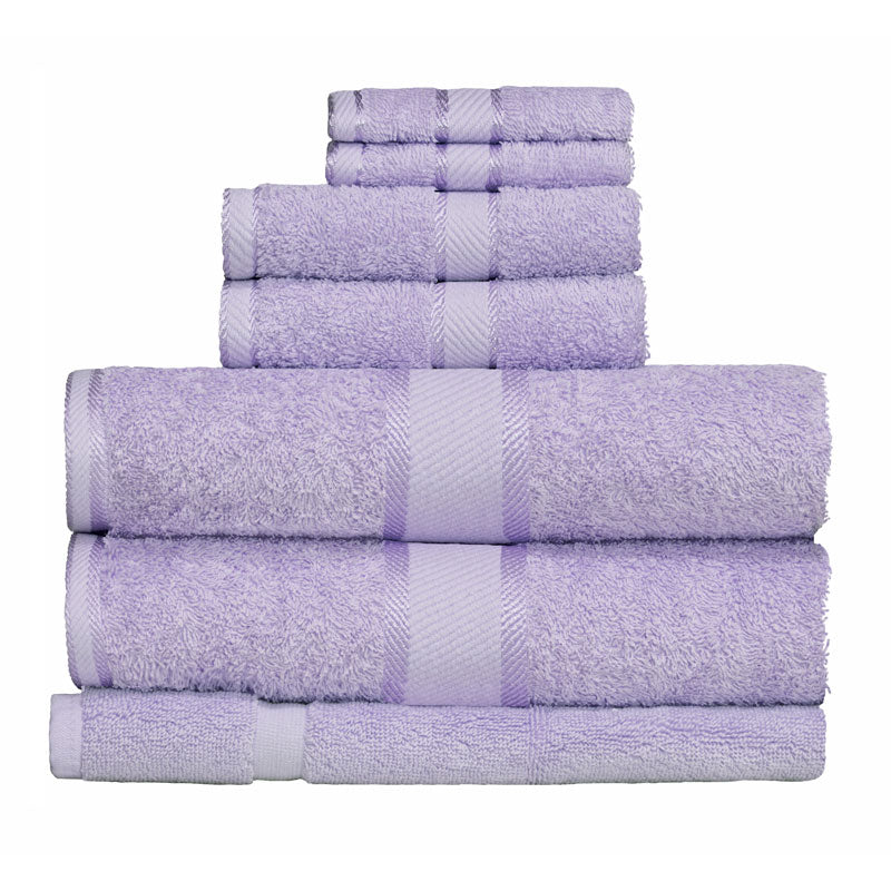 Luxurious 100% Combed Cotton Lilac 7-piece Bath Towel Set for Bathroom Upgrade