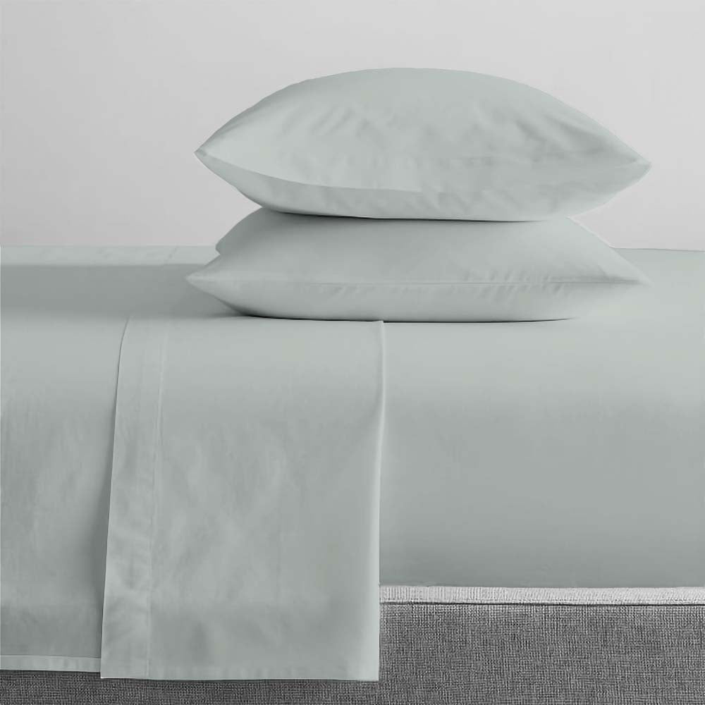 100% Organic Cotton Percale Bed Sheet Set with 300 Thread Count in Sage Color for Split King Bed