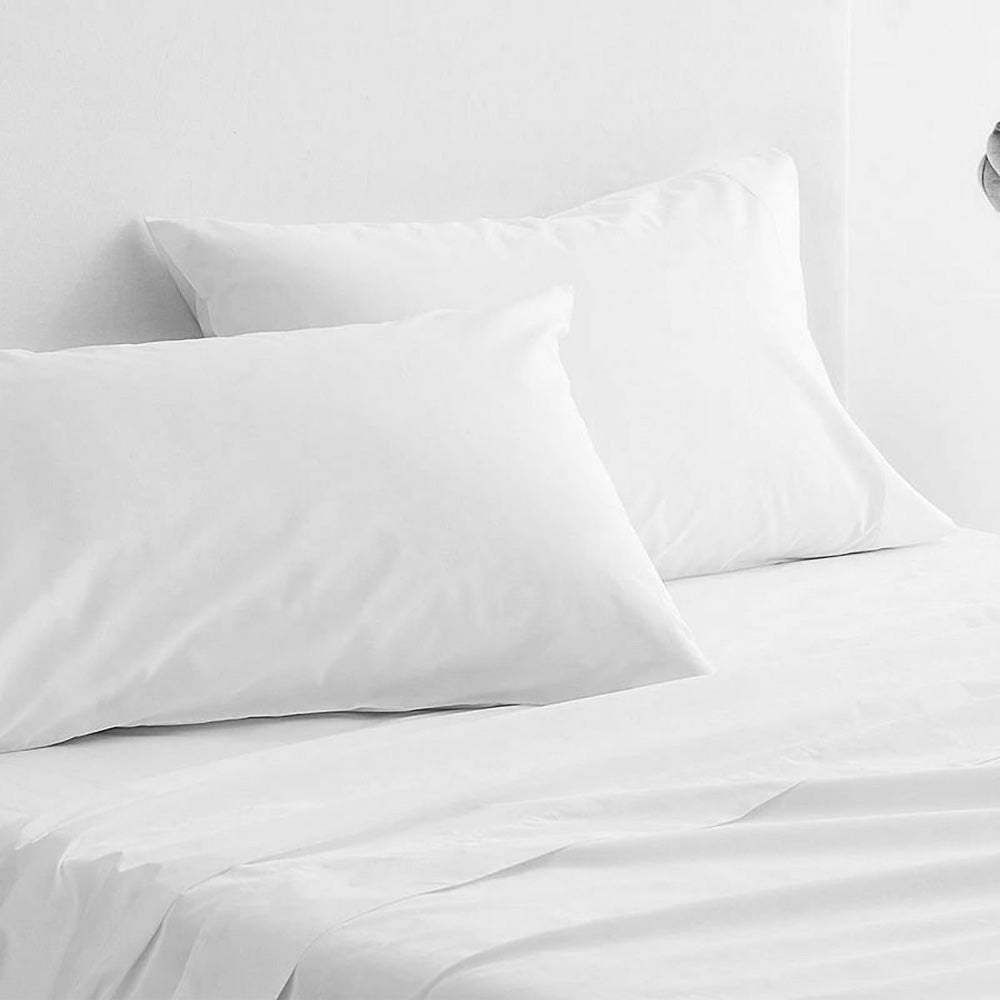 Luxurious 300TC Classic Percale Organic Cotton Snow Sheet Set for King-Sized 50cm Bed