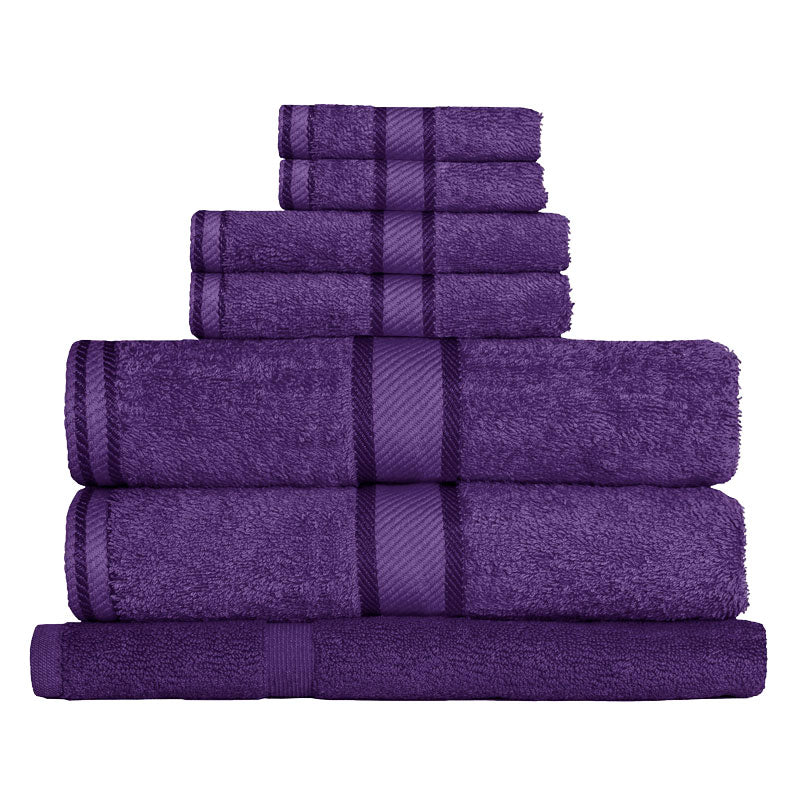 Luxurious 100% Combed Cotton Purple 7 - Piece Bath Towel Set for Bathroom Upgrade