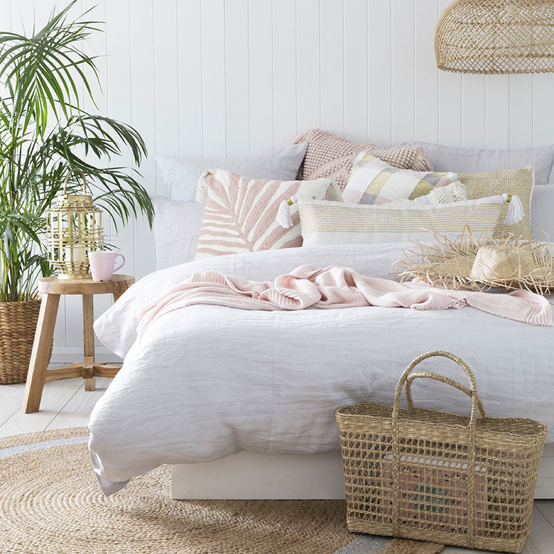 Luxury 100% Linen Ivory White Queen Bed Quilt Cover Set