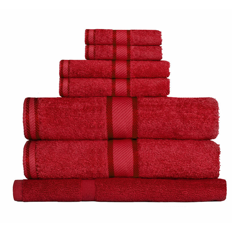 Luxurious 100% Pure Cotton Red 7-piece Bath Towel Set for Your Bathroom