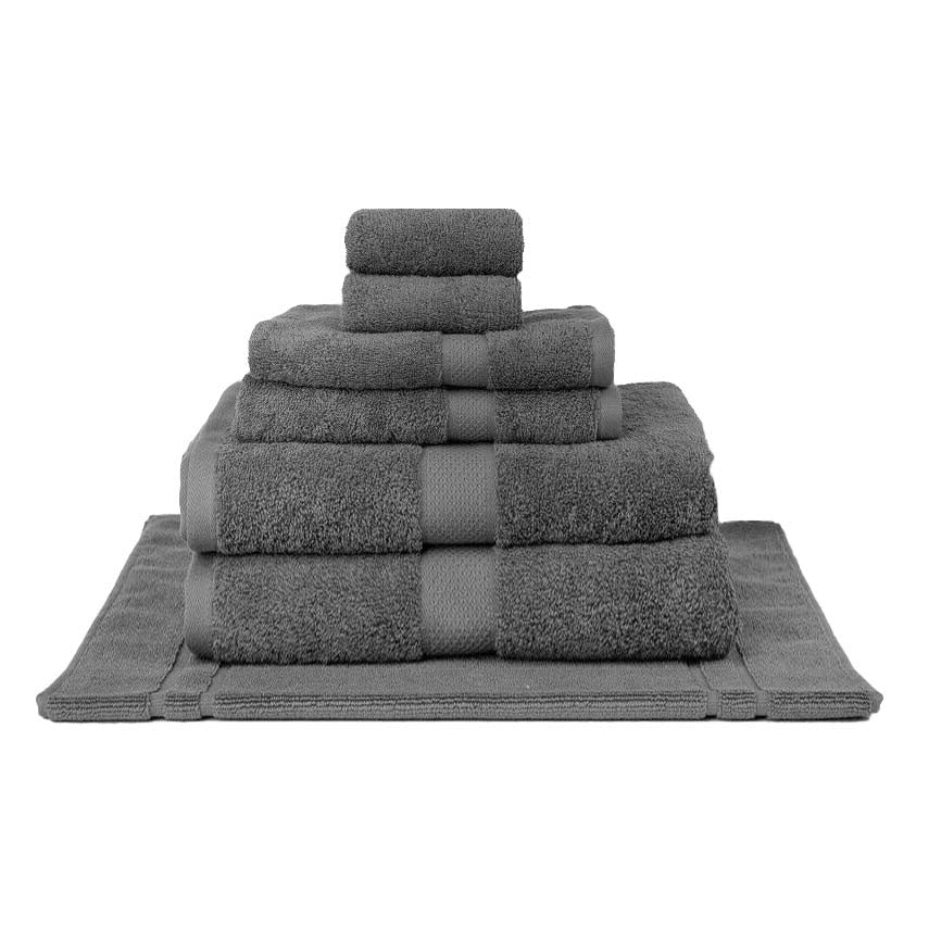 7-piece Set of 100% Combed Cotton Bath Sheets in Charcoal Color for Bathroom