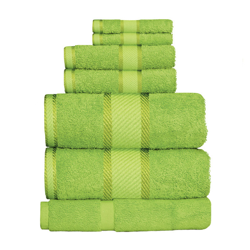 Premium 100% Combed Cotton Lime-Colored 7-Piece Bath Sheet Towel Set for a Refreshing Bathroom Upgrade