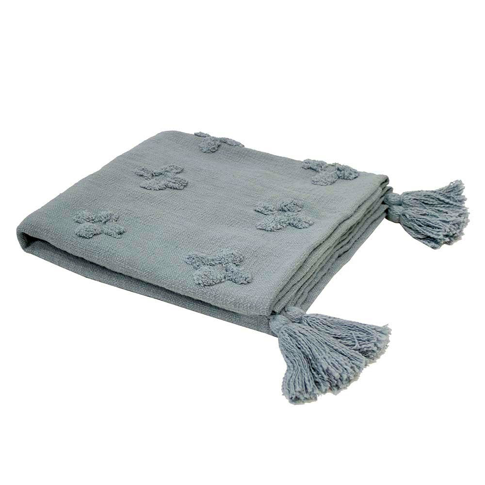 Bambury Soft Ada Steel Blue Decorative Throw with Tassels