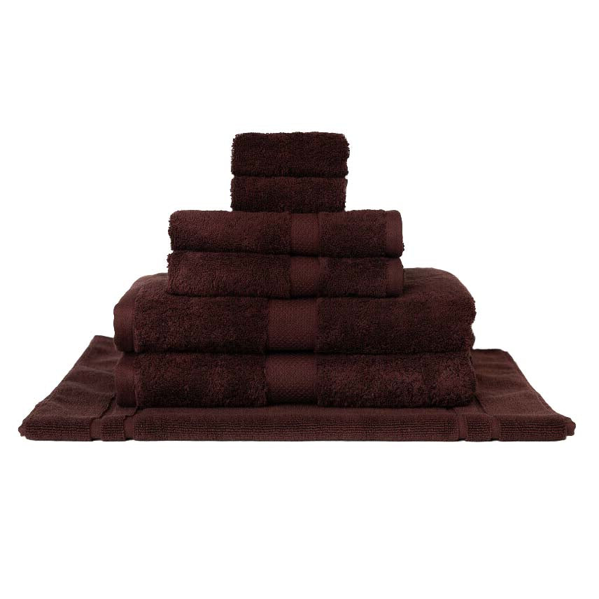 7-Piece Luxury Combed Cotton Bath Towel Set in Chocolate Color