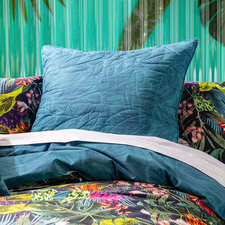 Aleora Tropical Cotton Percale Multi European Quilted Pillowcase