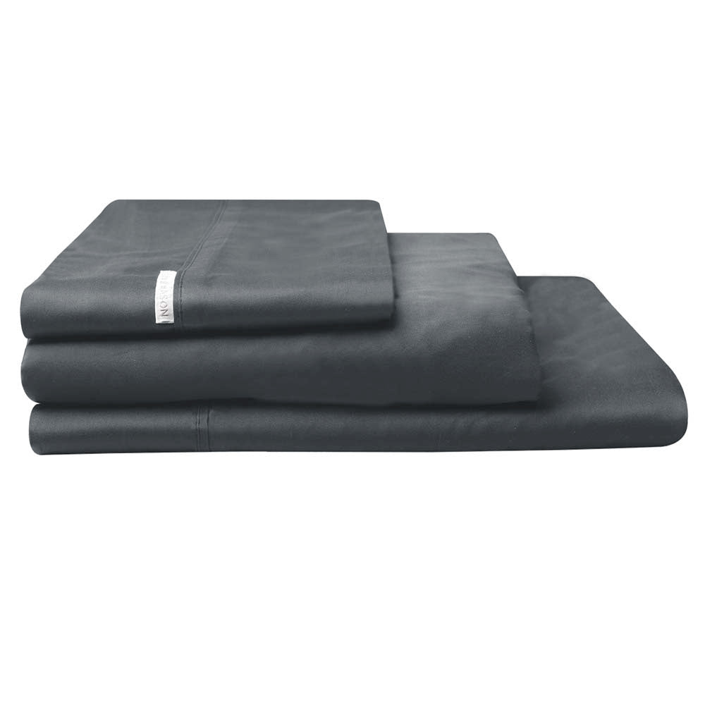 Single Bed Charcoal 300 Thread Count Cotton Percale Bed Sheet Set by Logan and Mason