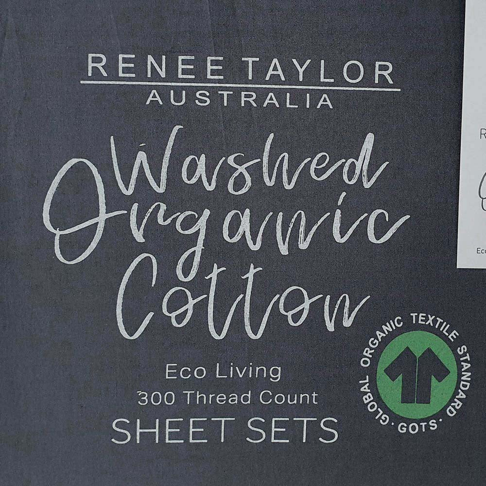 100% Certified Organic Cotton Percale Bed Sheet Set with 300 Thread Count in Turbulence Design for Long Single Beds