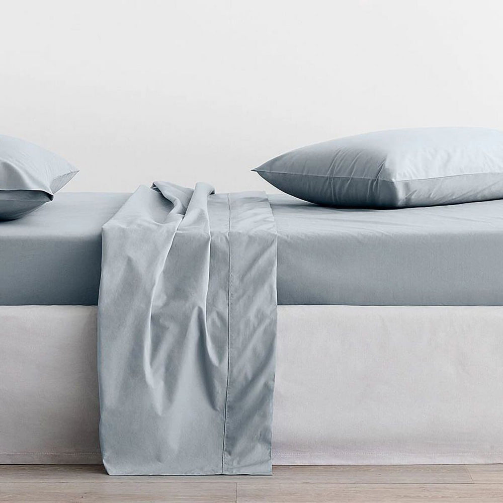 King Single 300TC Classic Percale Organic Cotton River Sheet Set