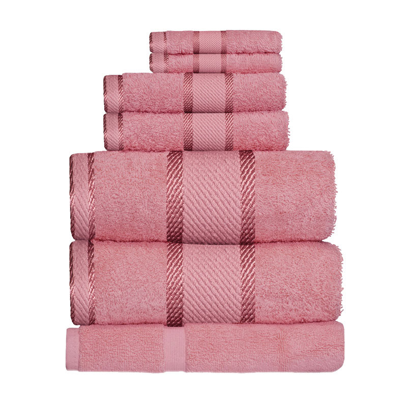 Premium 100% Combed Cotton Bath Towel Set in Rose Pink with 7 Pieces for Bathroom Upgrade