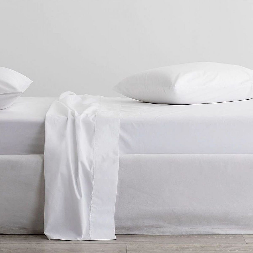 Luxurious 300TC Classic Percale Organic Cotton Snow Sheet Set for King-Sized 50cm Bed