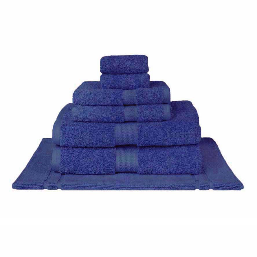 Luxurious 100% Combed Cotton Royal Blue 7-piece Bath Sheet Set for Bathroom Upgrade