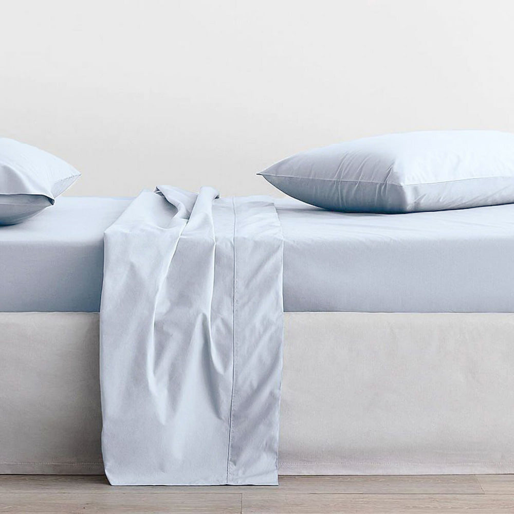 High - Quality 300TC Classic Percale Soft Blue Bed Sheet Set for Double Beds