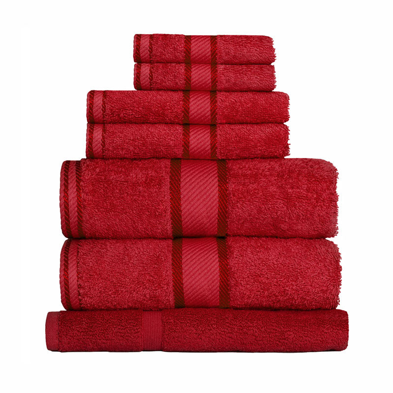 Luxurious 100% Pure Cotton Red 7-piece Bath Sheet Towel Set for Bathroom Upgrade