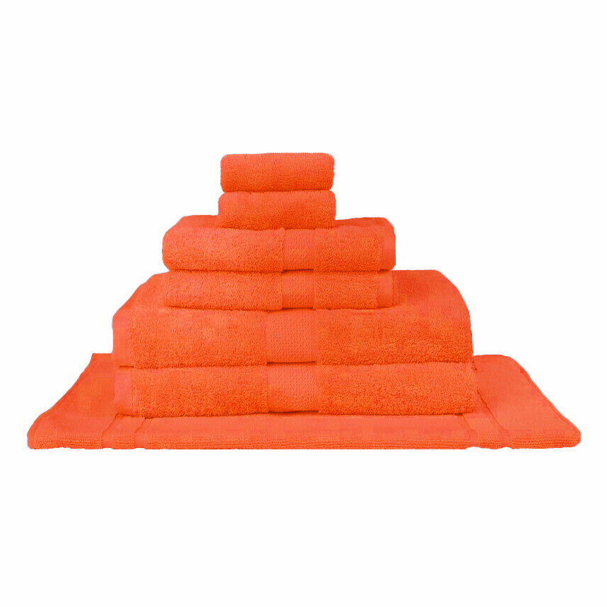 7-Piece Orange Bath Towel Set Made of 100% Combed Cotton