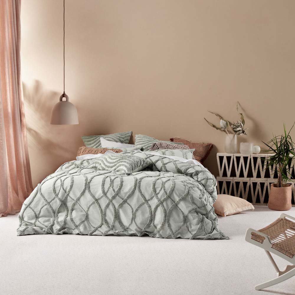 Linen House Amadora Smoke Queen Size Quilt Cover Set with Chic Tufting