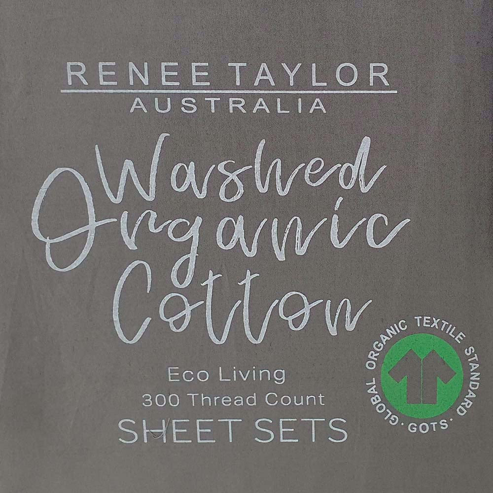 Long Single Bed 100% Organic Cotton Percale Sheet Set with 300 Thread Count in Steel Grey Color