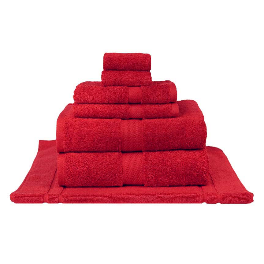 Premium 100% Combed Cotton Red Bath Towel Set with 7 Pieces for Bathroom Luxury