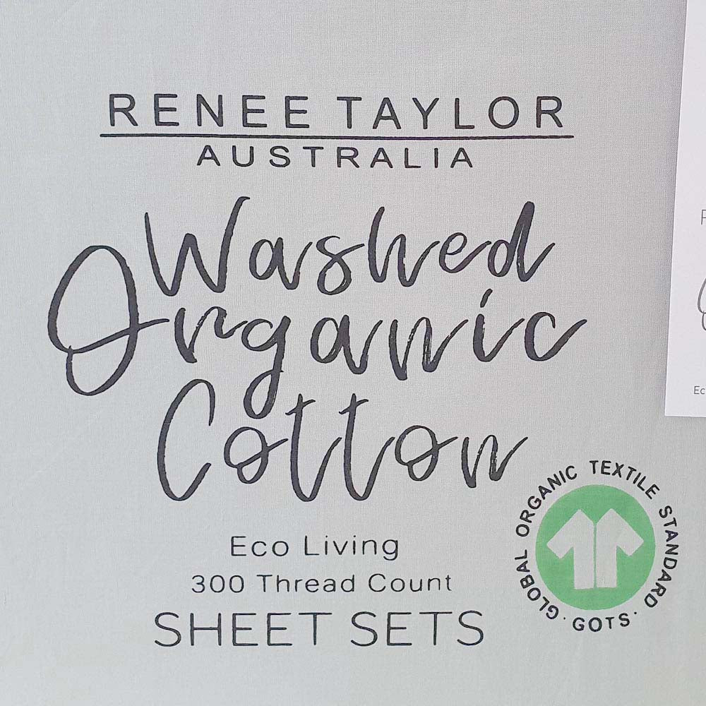 King Single Bed 300TC Vapour 100% Certified Organic Cotton Percale Sheet Set