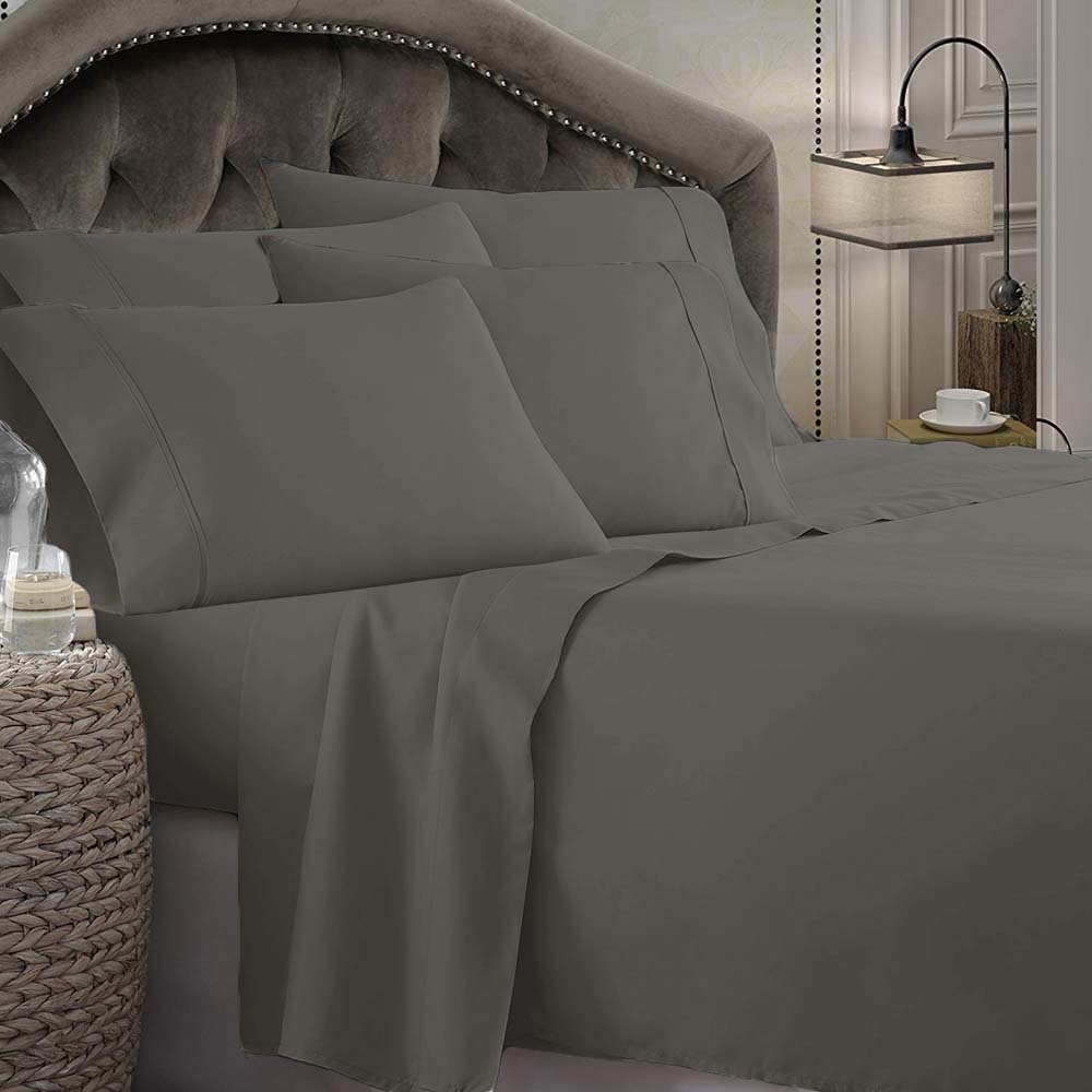 King Single Bed Microfibre Sheet Set in Charcoal from the 1800 Series by Shangri - La Linen