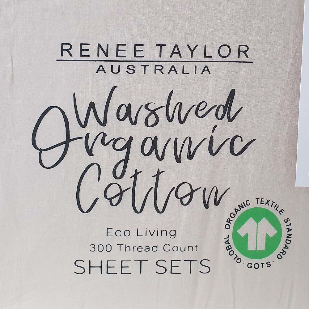 Premium 100% Organic Cotton Percale Bed Sheet Set with 300 Thread Count in Moonbeam Color for Split Queen Beds